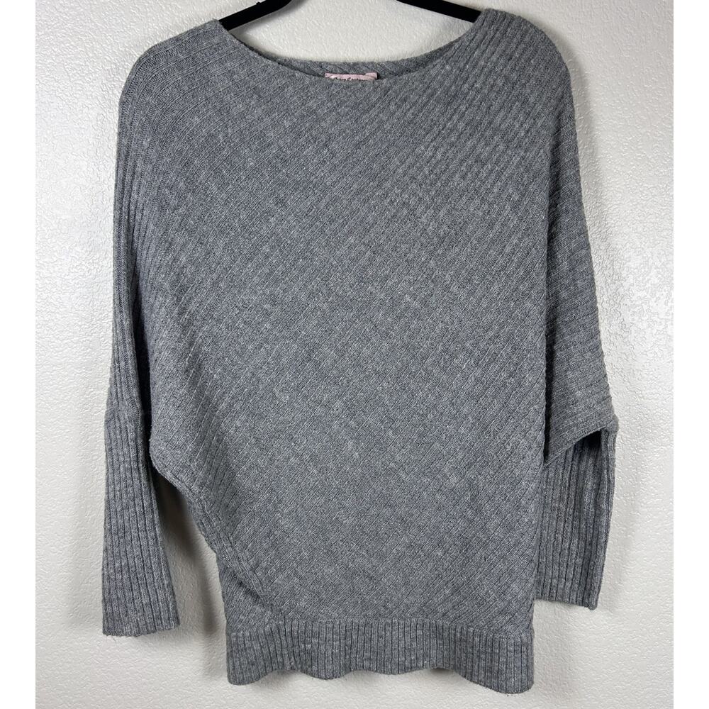 Juicy Couture Sweater Women's Preppy Slouchy Ribbed Relaxed Designer Gray Medium